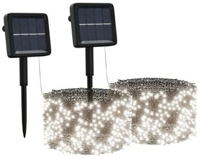 vidaXL Lichtsnoeren 2 st met 2x200 LED's solar binnen/buiten koudwit
