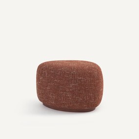 Voetsteun, stoffen poef en onderstel van massief notenhout, JERRY