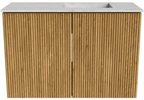 Mondiaz Joya DLux 60cm toiletmeubel oak met wastafel faye rechts zonder kraangat opalo