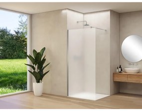 Van Rijn Products ST01 vaste wand - 88x200cm - satijnglas - - dikte 8mm - stabilisatiestang - muurprofiel - RVS Geborsteld ST0150090PRGSBNM
