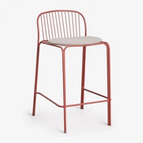 Anerina Hoge Kruk Van Staal Terracota & ↑65 Cm & Licht Taupe Grijs - Sklum