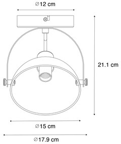 Industriële plafondlamp wit met zilver 15 cm verstelbaar - Magnax Industriele / Industrie / Industrial E14 rond Binnenverlichting Lamp