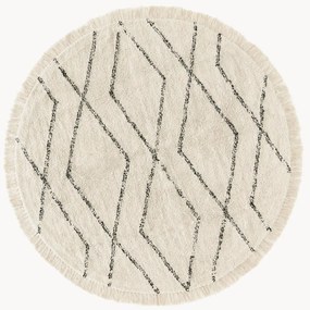 Rond katoenen vloerkleed Bina met ruitjesmotief, handgetuft