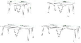 AVERY eik Sonoma / onderkant wit - LOFT/INDUSTRIËLE TAFEL VOOR WOONKAMER / EETKAMER UITKLAPBAAR TOT 290 cm!