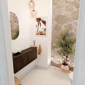 Mondiaz Joya 110cm toiletmeubel ronding rechts walnut met wastafel faye links 1 kraangat urban