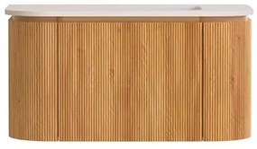 Lambini Designs Eleganza rond badmeubel 80cm acacia met ribbelfront en wastafel zonder kraangat