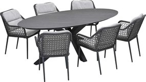 Garden Impressions Pemba tuinset 7-delig - Scot tuintafel Napoli grey 230x115 cm