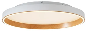 Design plafondlamp wit met hout 60cm incl. LED 3-way switch - Ingo Design rond Binnenverlichting Lamp