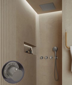 Saniclear Plus Curved inbouw regendouche met inbouw douchekop 30x30cm en 2 standen handdouche RVS