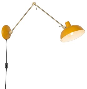 Retro wandlamp geel met brons - Milou Retro E27 Binnenverlichting Lamp