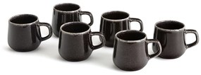 Set van 6 koffietassen in reactief geglazuurd steengoed Boldi