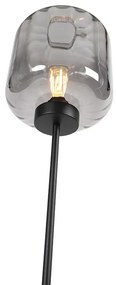 Design vloerlamp zwart met smoke glas - Qara