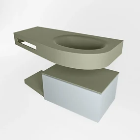 Mondiaz Riva badmeubel 100cm Clay met 1 lade en wastafel rechts 0 kraangaten Army