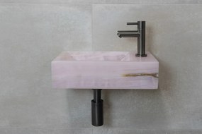 Saniclear Pink Onyx fonteinset met rechte kraan in gunmetal