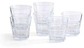 Set van 6 waterbekers in gefacetteerd glas , Faceta