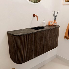 Mondiaz Joya DLux 95cm toiletmeubel ronding links/rechts walnut met wastafel faye midden zonder kraangat lava
