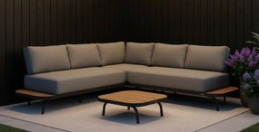 The Outsider Hoek loungeset Thomas | Antraciet | Acacia &amp; Aluminium | The Outsider