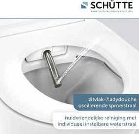 Schutte Cesari Premium randloze douche wc met Slim toiletzitting wit glans