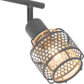 Design plafondlamp zwart met goud 2-lichts - Noud