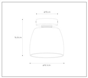 Lucide Tyler plafondlamp 33W smoke glas zwart