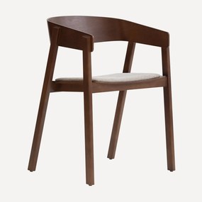 Walnoot Eetkamerstoel Met Beige Stof