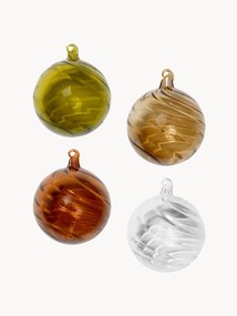 Mondgeblazen glazen kerstballen Twirl, 4-delig