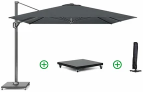 Platinum Challenger zweefparasol 3.5x3.5m T1 premium (incl. voet en hoes) faded black