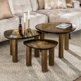 Glazen Salontafel Goudkleurig Klein - 51 X 37cm.