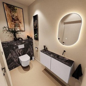 MONDIAZ TURE-DLUX 100cm toiletmeubel Cale. EDEN wastafel Lava positie rechts. Zonder kraangat. TUREDX100CALR0LAV