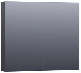 Saniclass Plain Spiegelkast - 80x70x15cm - 2 links/rechtsdraaiende spiegeldeuren - MFC - black wood SK-PL80BW