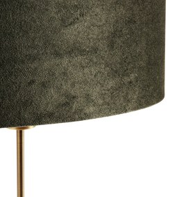 Tafellamp brons met ovale velours kap groen 35cm - Parte Modern, Klassiek / Antiek E27 Binnenverlichting Lamp