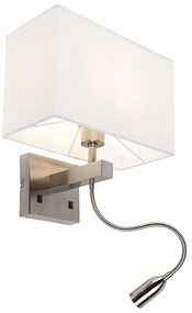 Smart Wandlamp staal met kap creme wit incl. Wifi P45 - Bergamo
