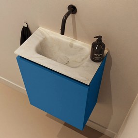 Mondiaz Ture DLux toiletmeubel 40cm jeans met wastafel ostra midden zonder kraangat