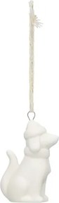 Hanger, porselein, hond, wit en goud