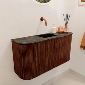 Mondiaz Joya DLux 85cm toiletmeubel ronding links/rechts ruby met wastafel faye midden zonder kraangat lava
