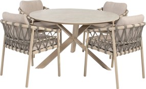 Prado Piacenza dining tuinset 130xH75 cm 5 delig keramiek latte Taste 4SO