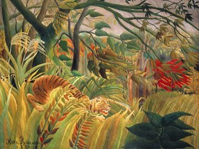 Kunstreproductie Tiger in a Tropical Storn (Rainforest Landscape) - Henri Rousseau, (40 x 30 cm)
