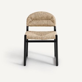 Stoel in massief gelakt eik en stro, Lyla