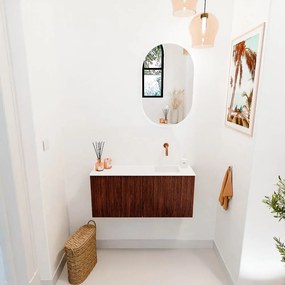 Mondiaz Joya 90cm toiletmeubel ruby met wastafel faye rechts zonder kraangat talc