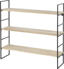 Woood Hangend Wandrek 'Meert' met 3 planken, kleur Zwart
