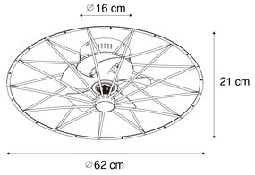 Plafondventilator met lamp zwart incl. LED met afstandsbediening - Yaran Design rond Binnenverlichting Lamp