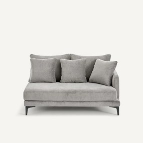 Halve bank in stone-kleurig fluweel, 2-zit, MODERNISTE