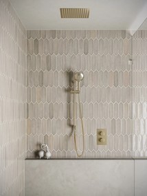 Saniclear Cube inbouw regendouche met inbouw douchekop 30x30cm, glijstang en 2 standen handdouche geborsteld messing - mat goud
