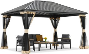 Metalen tuinhuis Sardinië met klamboe 3x4 Garden Point beige