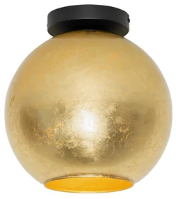 Design plafondlamp zwart met goud glas - Bert Design E27 rond Binnenverlichting Lamp
