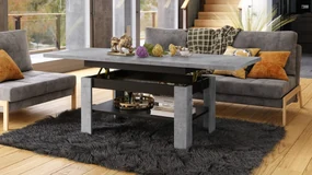 RIO Millennium Beton/Zwart Mat - KOFFIETAFEL, UITSCHUIFBAAR MET HEFFUNCTIE VOOR HET BLAD
