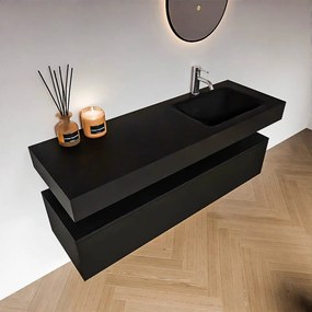 Zaro Alan badmeubel 140cm urban 1 lade met vrijhangende wastafel cloud rechts 1 kraangat urban