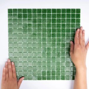 The Mosaic Factory Amsterdam mozaïektegel - 32.2x32.2cm - wand en vloertegel - Vierkant - Glas Dark Green Mat GM26