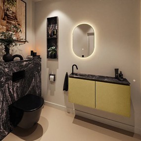 Mondiaz Ture DLux toiletmeubel 100cm oro met wastafel lava links met kraangat