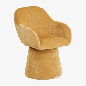 Set Van 2 Gestoffeerde Eetkamerstoelen Erica Met Armleuningen Stof Chenille Mosterd - Sklum